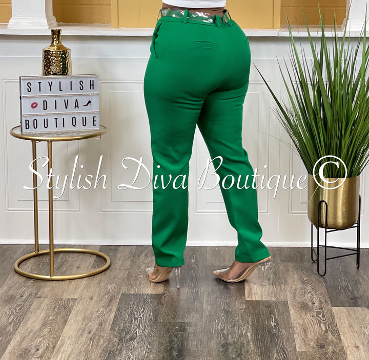 You Better Work Cropped Pants (Dark Green)