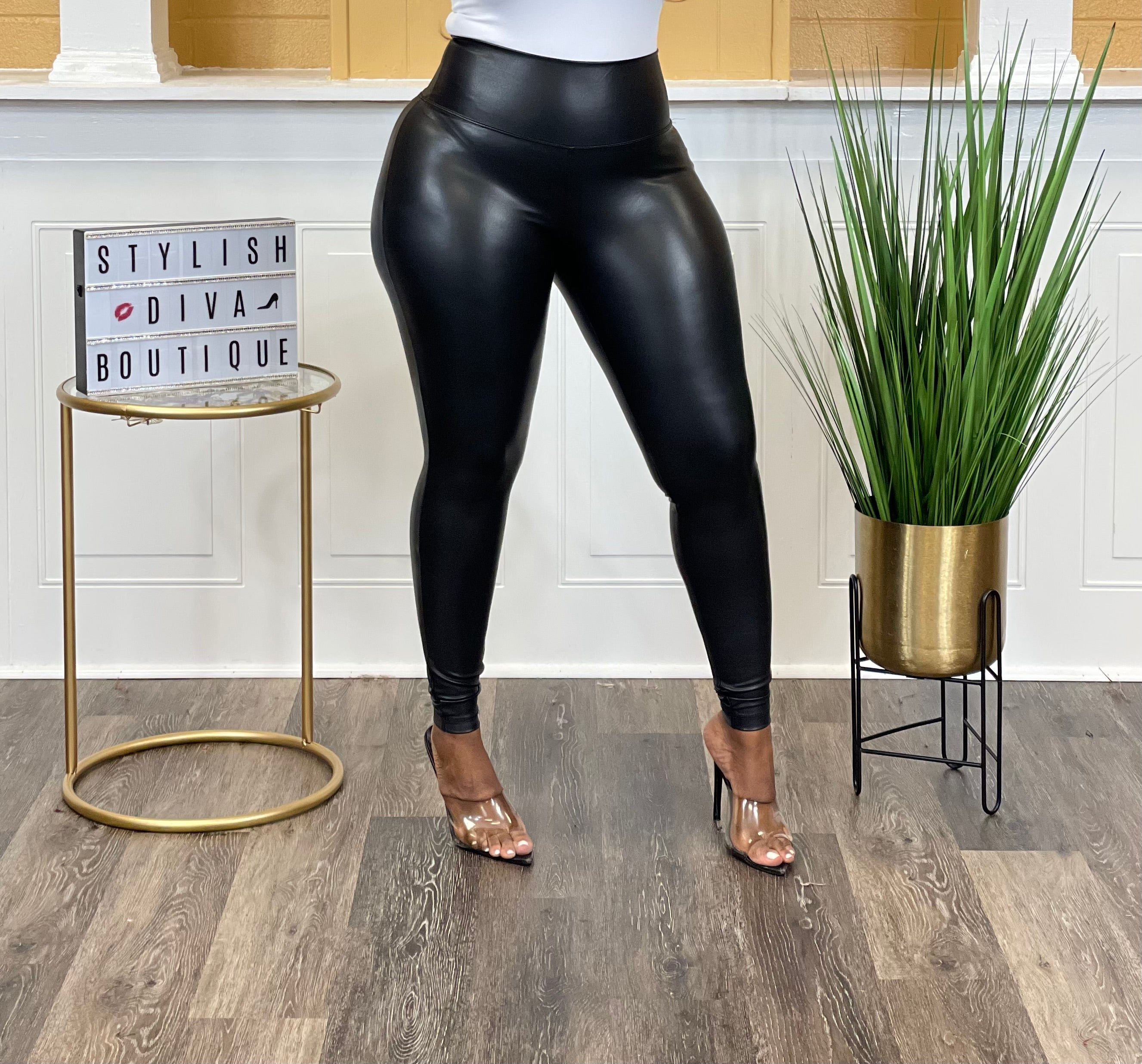 All You Could Want Black Faux Leather Leggings – Pink, 51% OFF