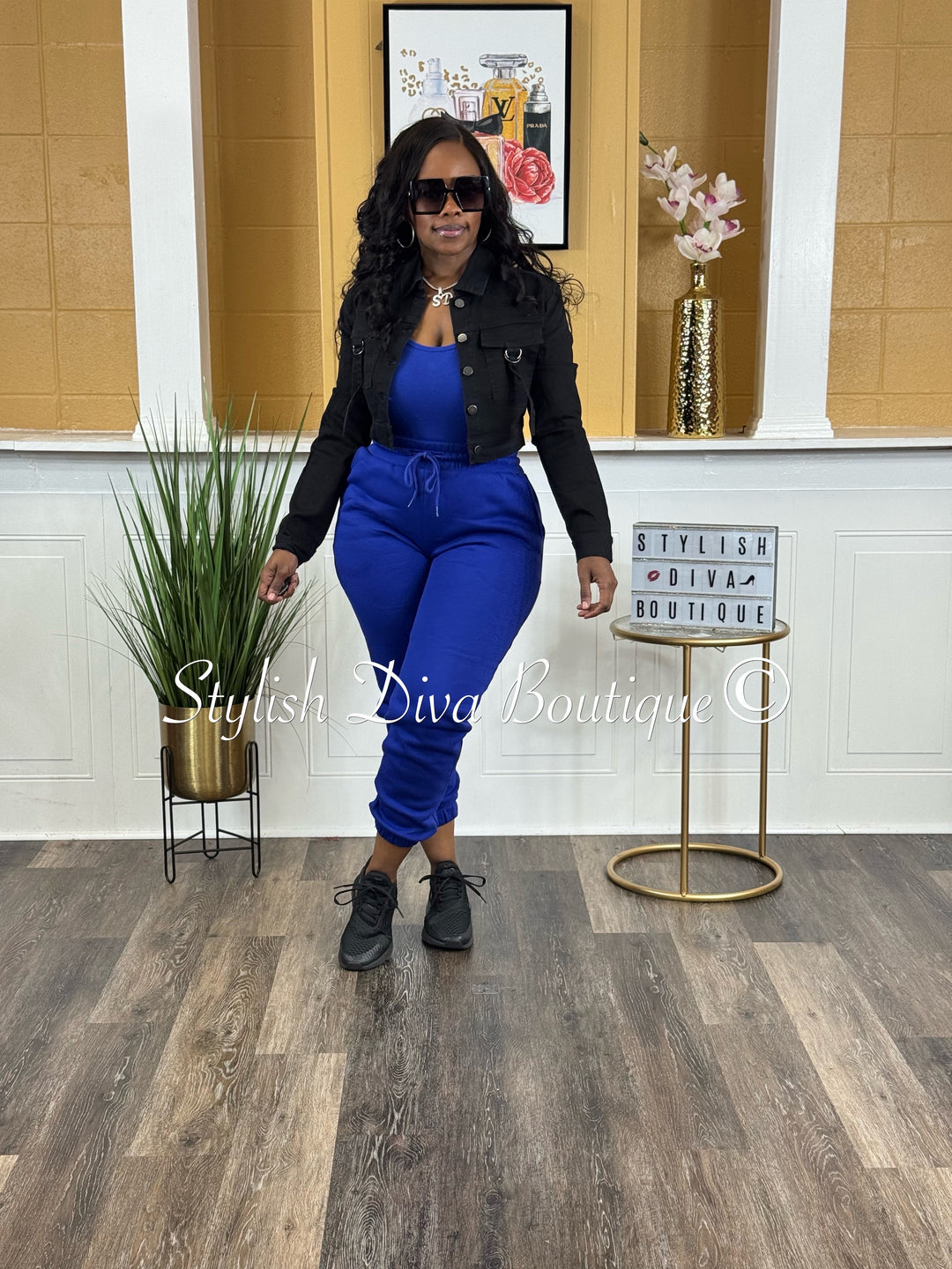 Onyx Vibes Cropped Denim Jacket (Black)