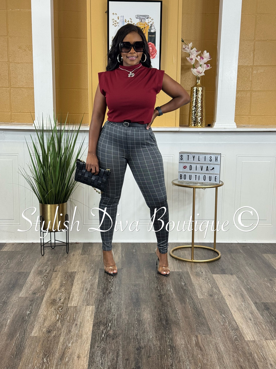 Power Grid Plaid Pants (Charcoal Grey/White)