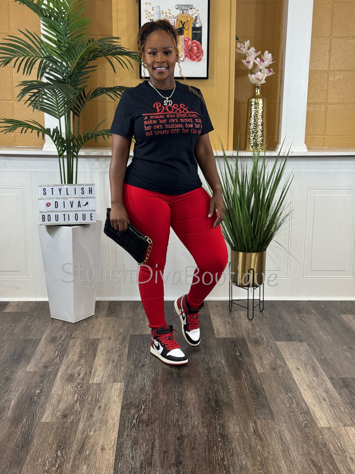 BOSS Definition Graphic Tee (Red Print)