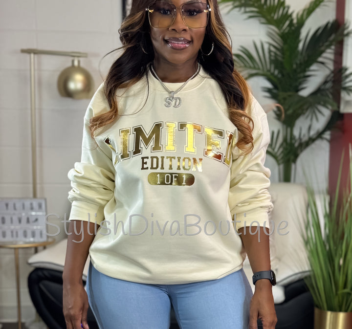 Limited Edition 1 of 1 Signature Sweatshirt Only up to 3XL (Metallic Gold Print)
