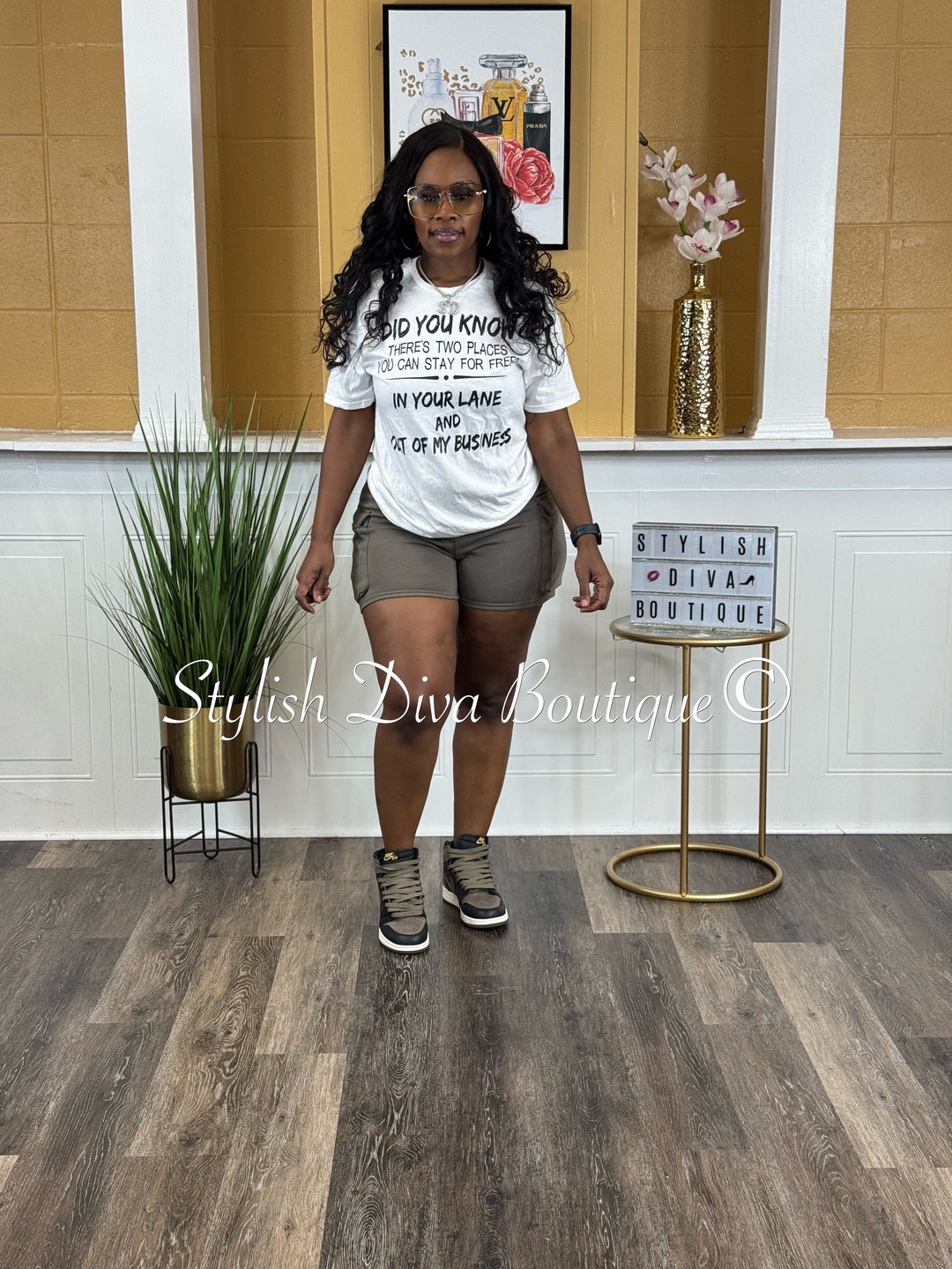 2 Places You Can Stay T-Shirt (White Shirt/Black Print)