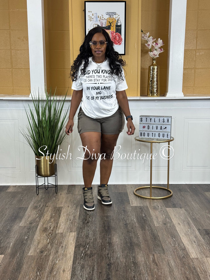 2 Places You Can Stay T-Shirt (White Shirt/Black Print)