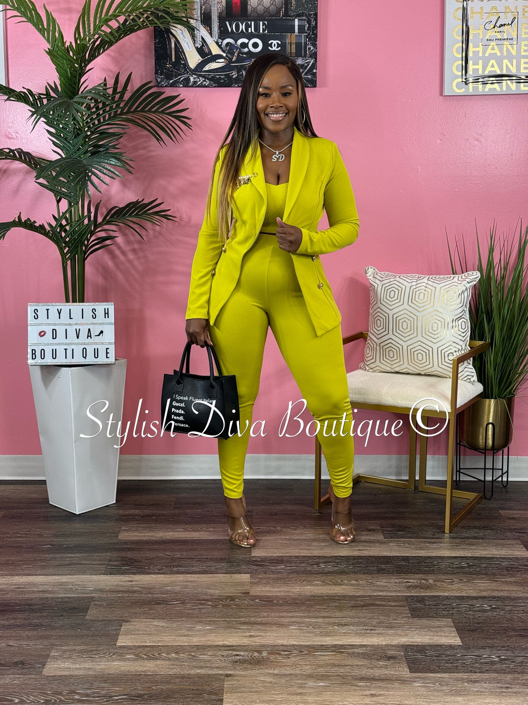 Boss Babe 3pc Jacket Set up to 3XL (Chartreuse)