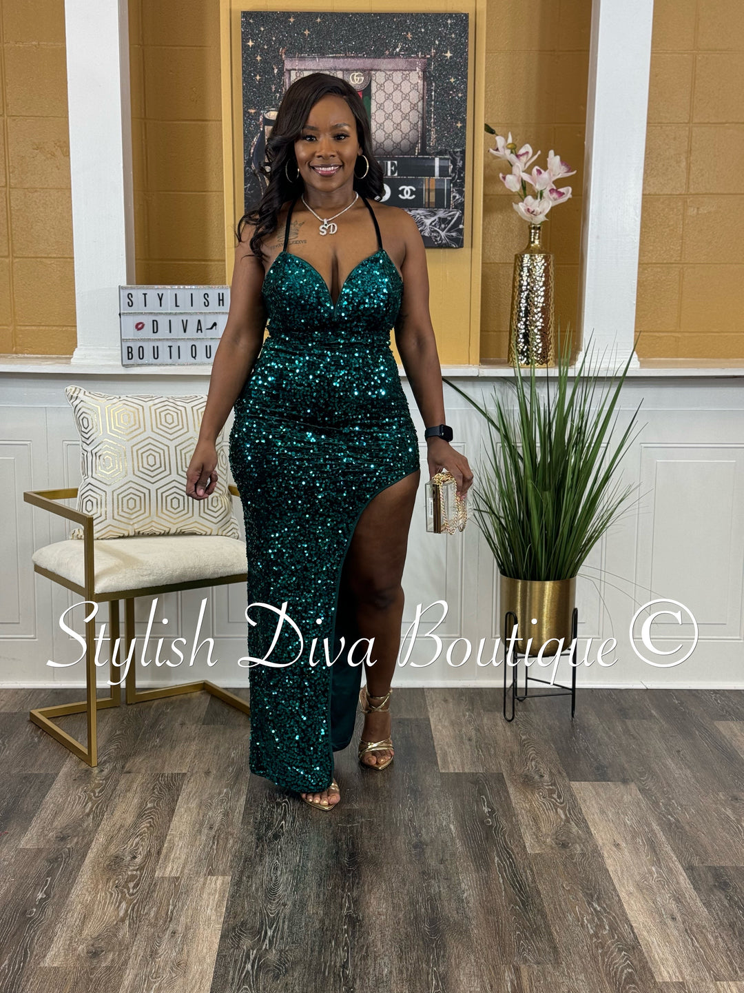 Bombshell Sequin Back-Tie Slit Maxi Dress (Teal Green) Stylish Diva Boutique Bombshell Sequin Back-Tie Slit Maxi Dress (Teal Green) Stylish Diva Boutique