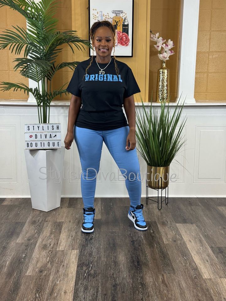 ORIGINAL Signature Graphic Tee (Black Shirt/Columbia Blue Print)