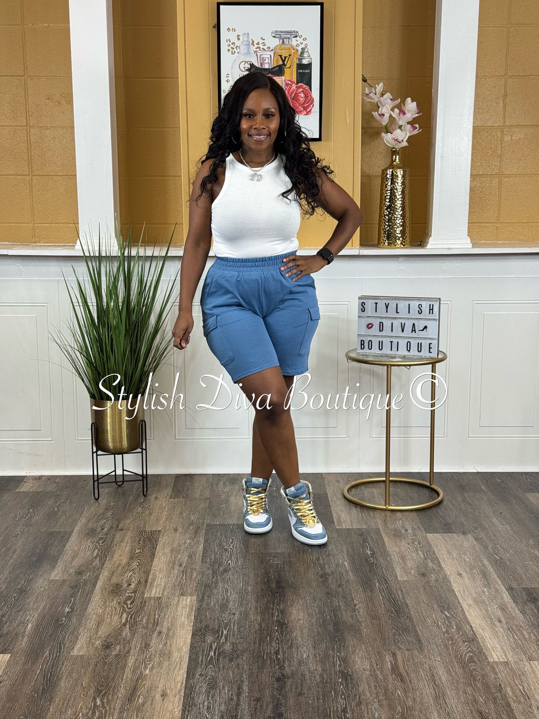 Street Chic Cargo Shorts (Denim Blue)