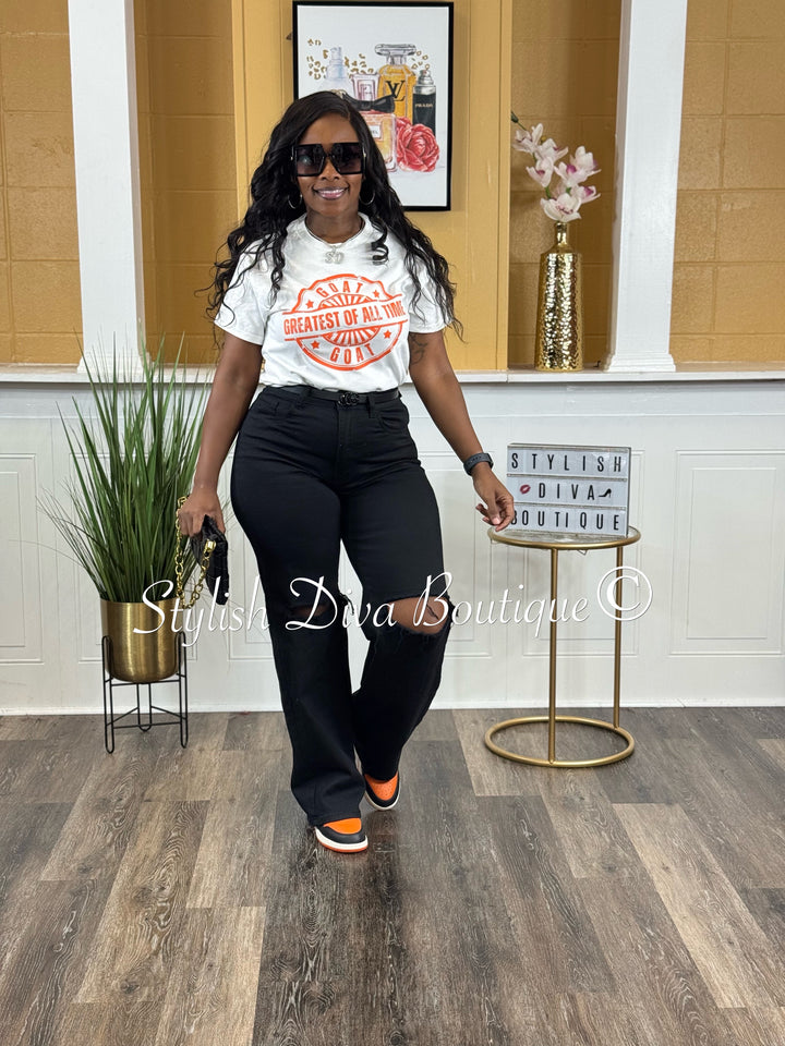 London Straight Leg Distressed Jeans (Black)