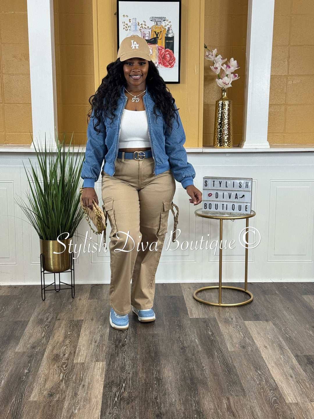 Classic GO Buckle Denim Printed Belt 1.5" (Medium Wash)