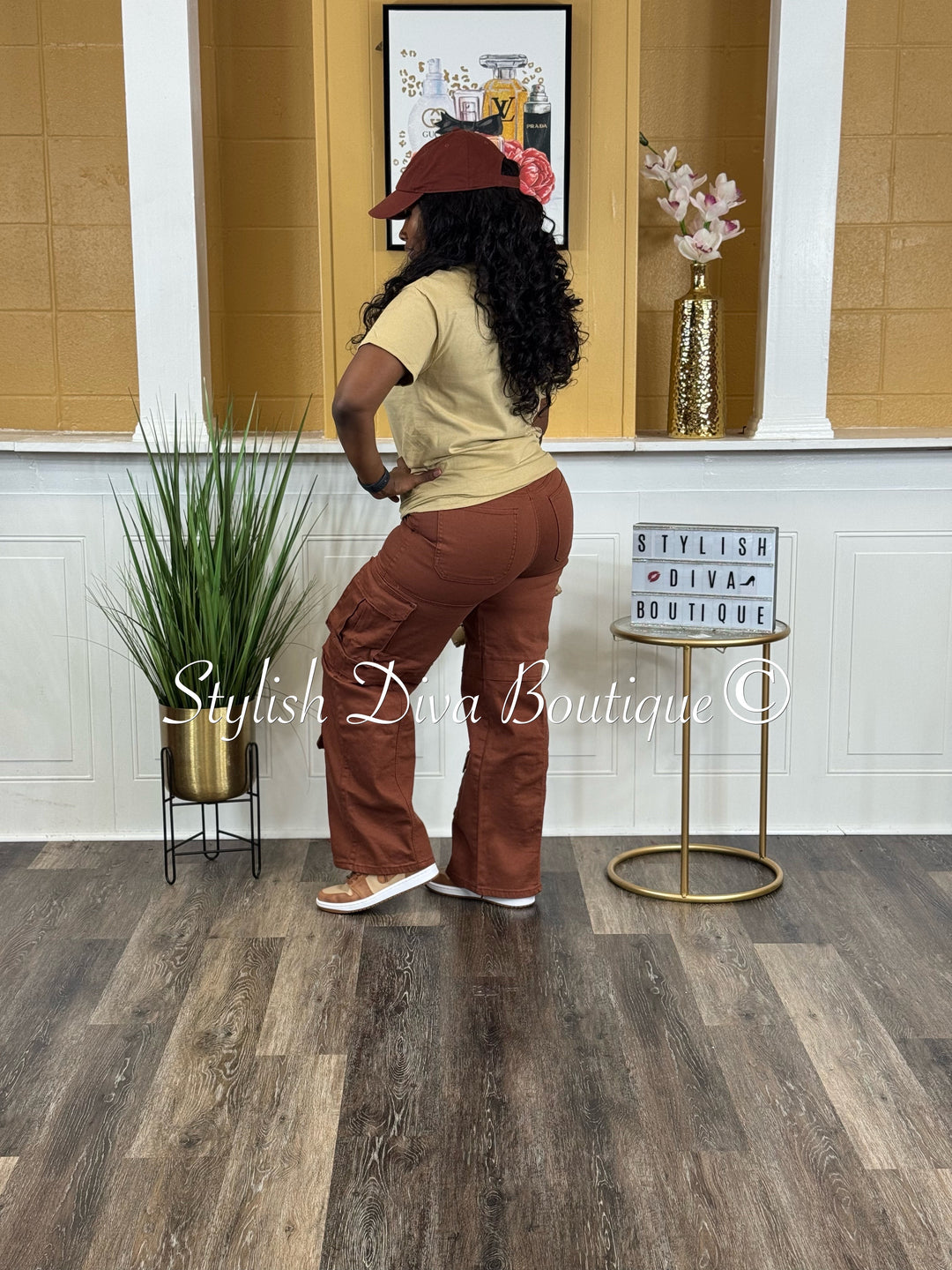 Always Ready Wide Leg Cargo Pants (Rust Brown)
