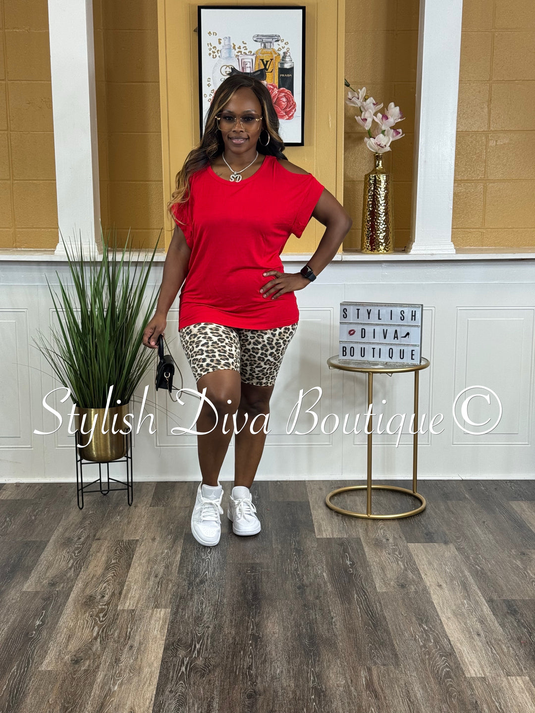 Bold Instincts Biker Set (Red/Leopard)
