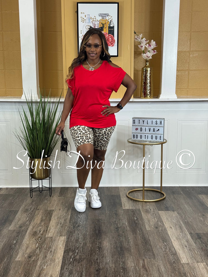 Bold Instincts Biker Set (Red/Leopard)