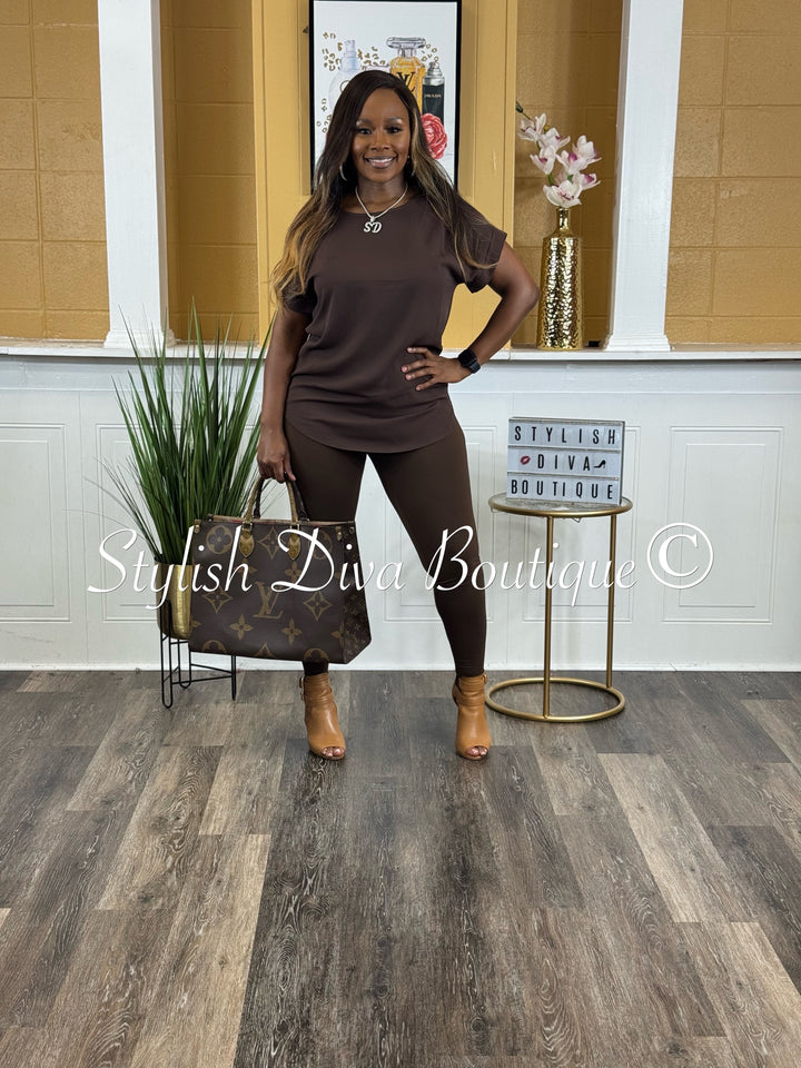 Dakota 2pc Legging Set (Brown)
