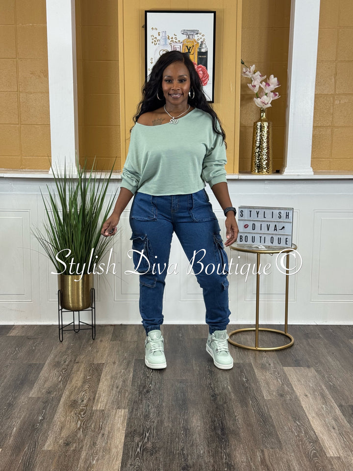 Laid Back Luxe Cropped Top (Sage)