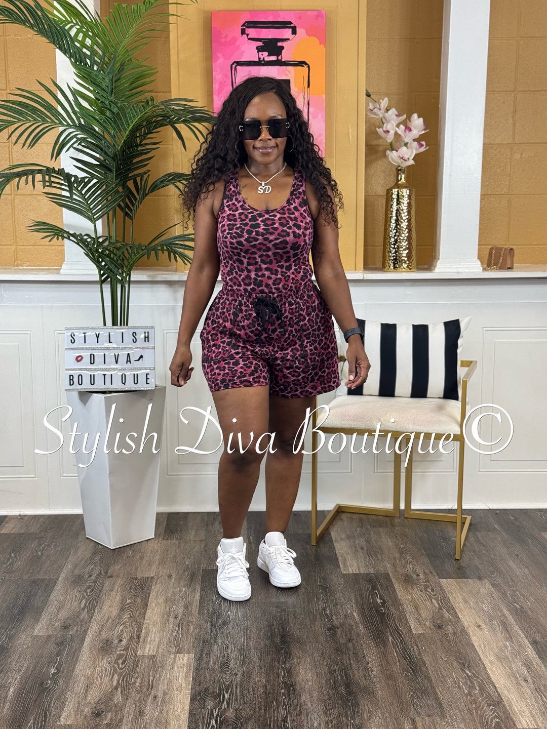 Wildly Cute Leopard Short Set (Plum Leopard)