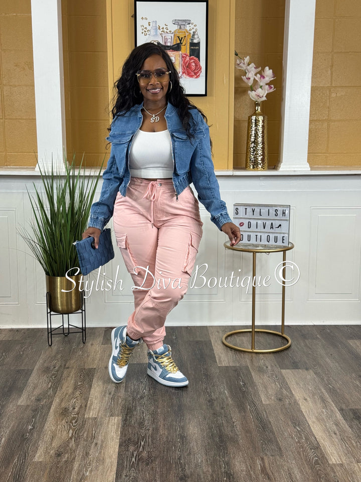 Kima Cargo Joggers (Blush Pink)