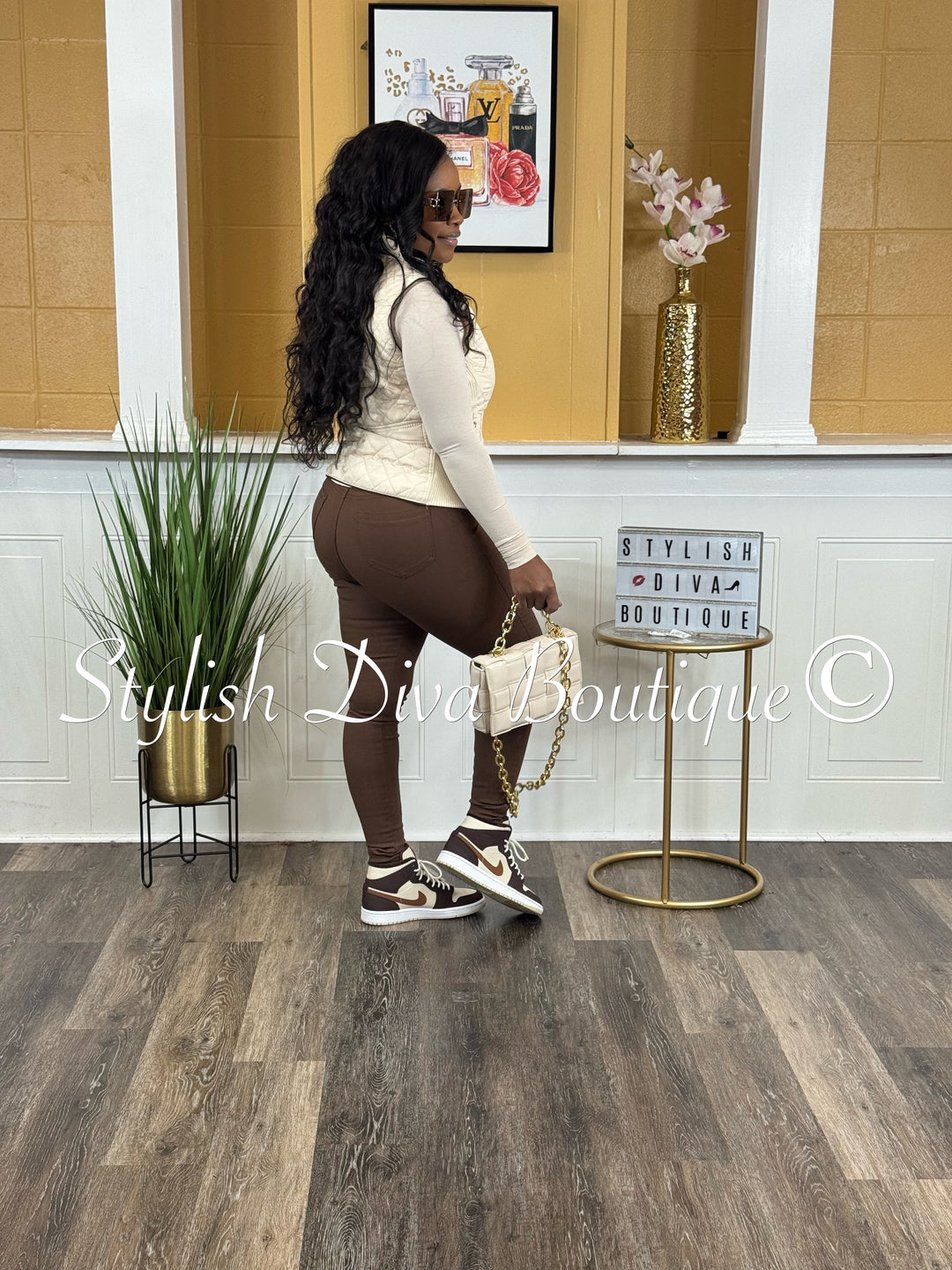 So Curvy Stretch Skinny Jeans up to 4XL (Brown)