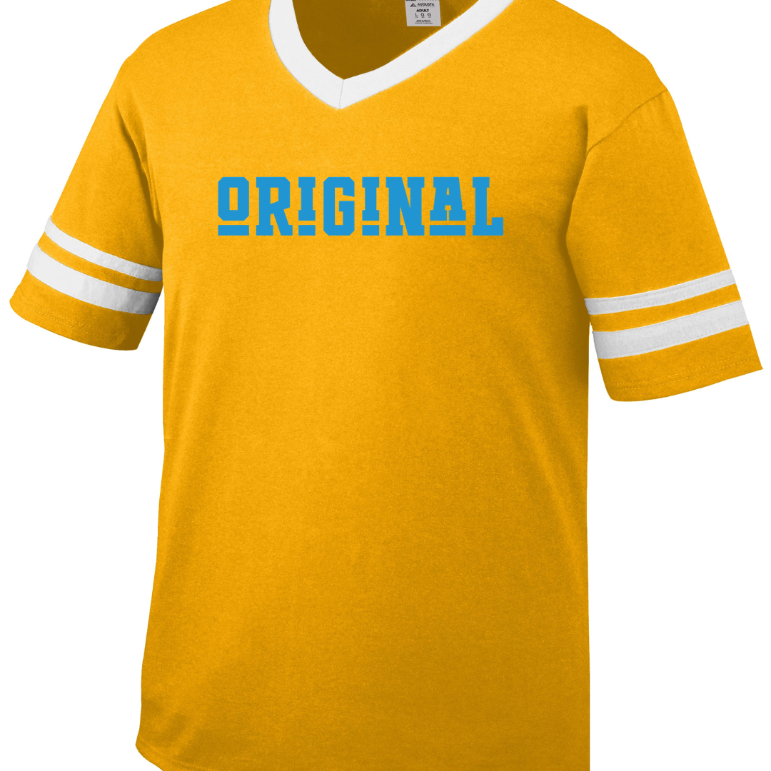 ORIGINAL Varsity Tee (Gold/White) Columbia Blue Print