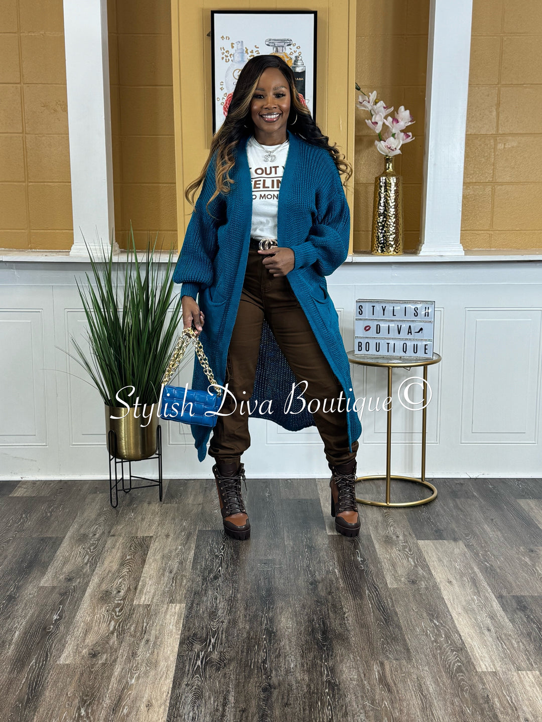 Keep Me Warm Oversized Long Knitted Cardigan (Teal)