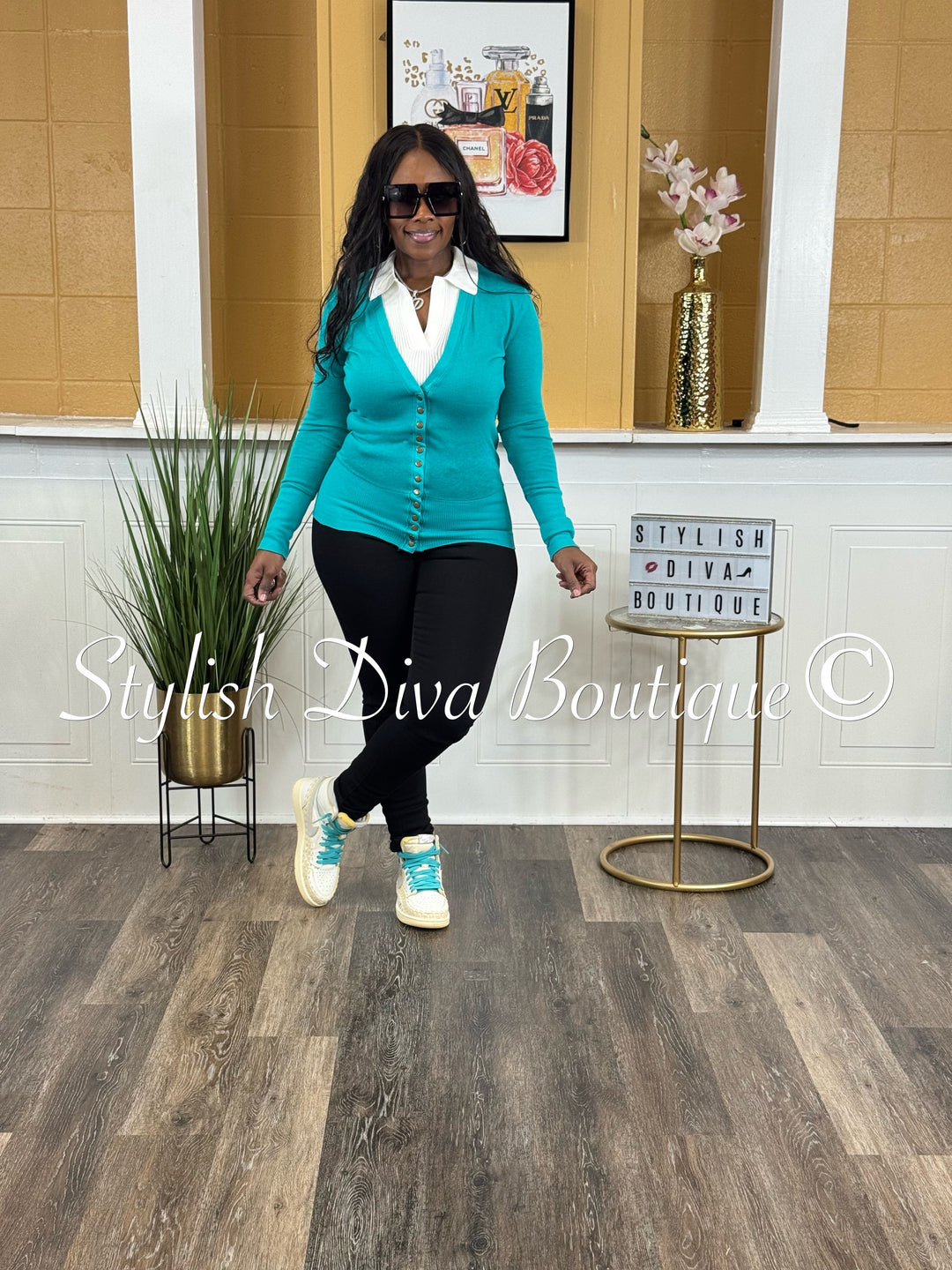 Stylish Snap Button L/S Cardigan (Jade)