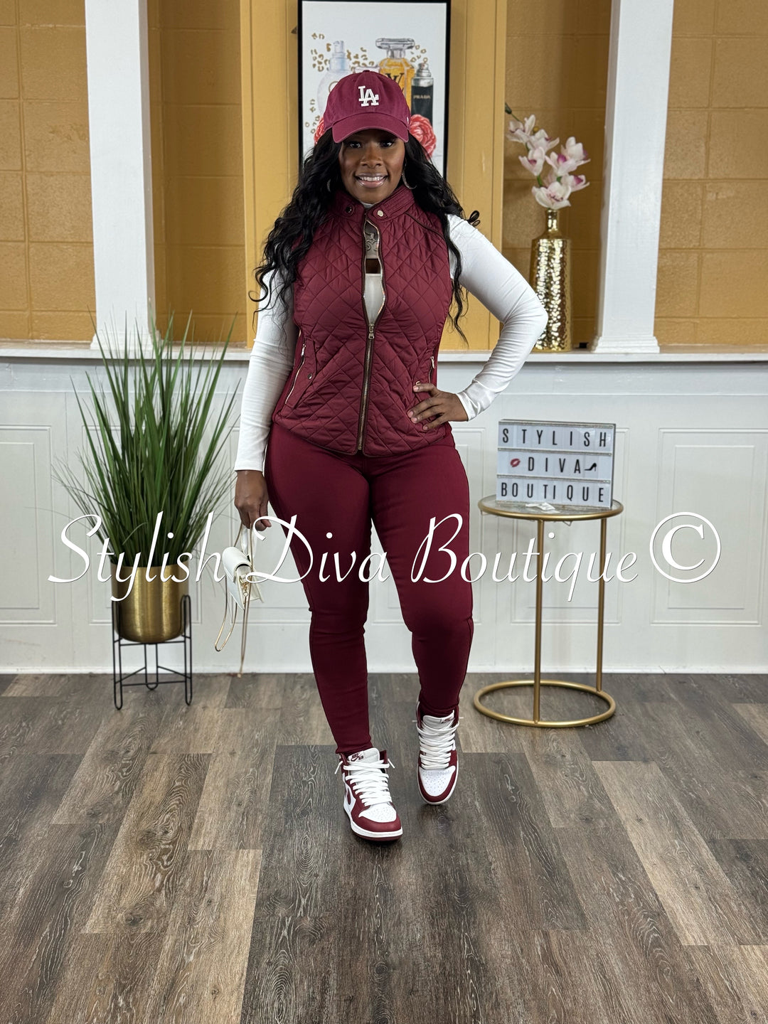 Rowan Quilted Padded Vest up to 2XL (Wine)