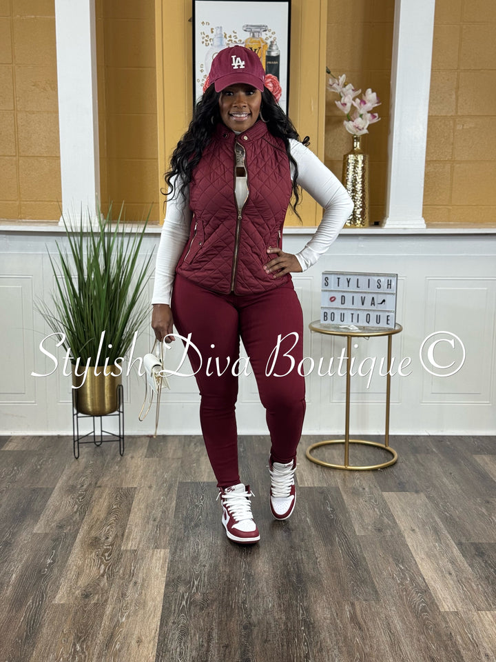 Rowan Quilted Padded Vest up to 2XL (Wine)