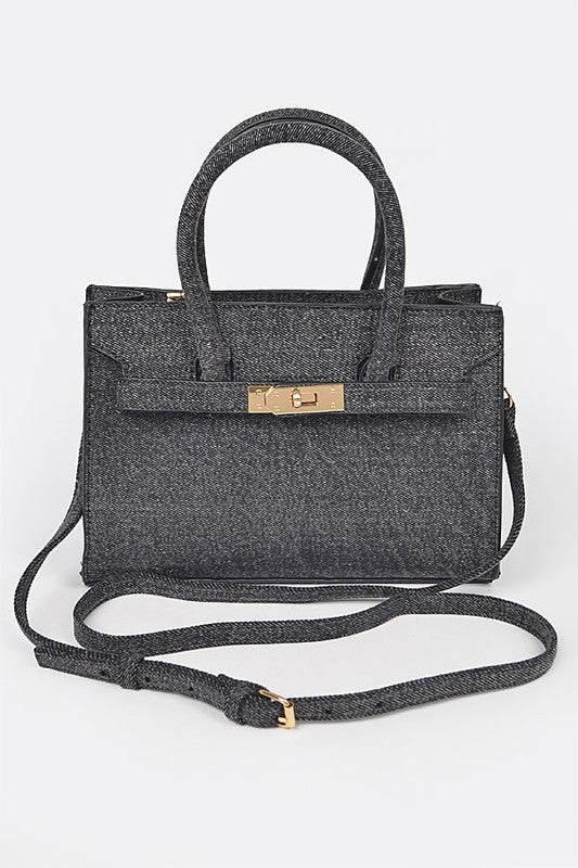 Denim Handle Bag (Black Denim)