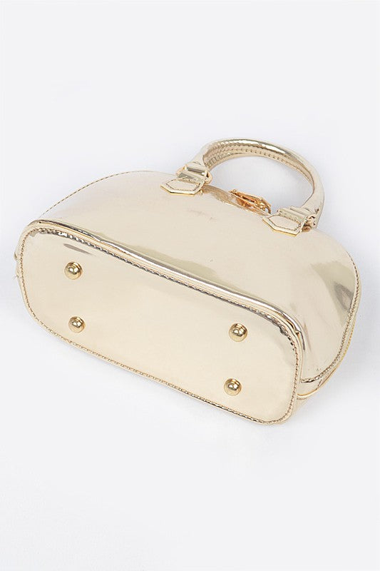 Metallic Top Handle Bag (Gold)