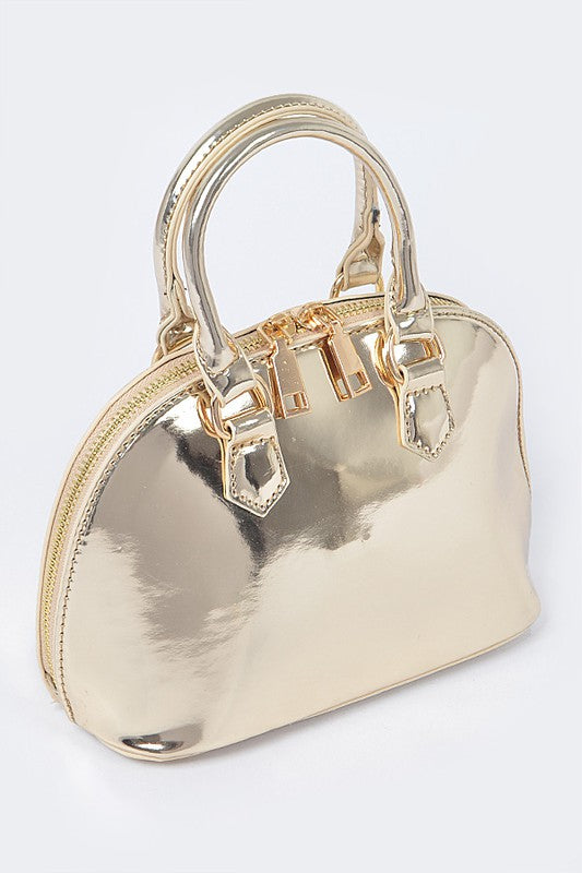 Metallic Top Handle Bag (Gold)
