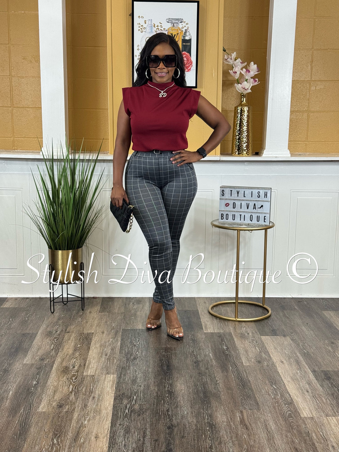 Power Grid Plaid Pants (Charcoal Grey/White)