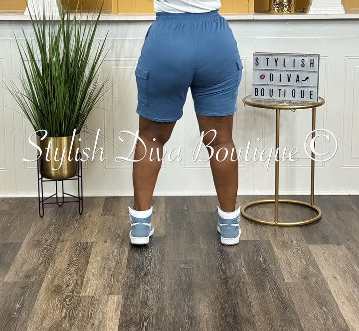 Street Chic Cargo Shorts (Denim Blue)