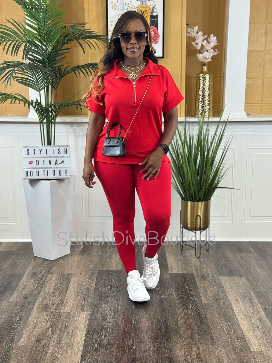 Polished Ease Half Zip Set Up to 3XL (Red)