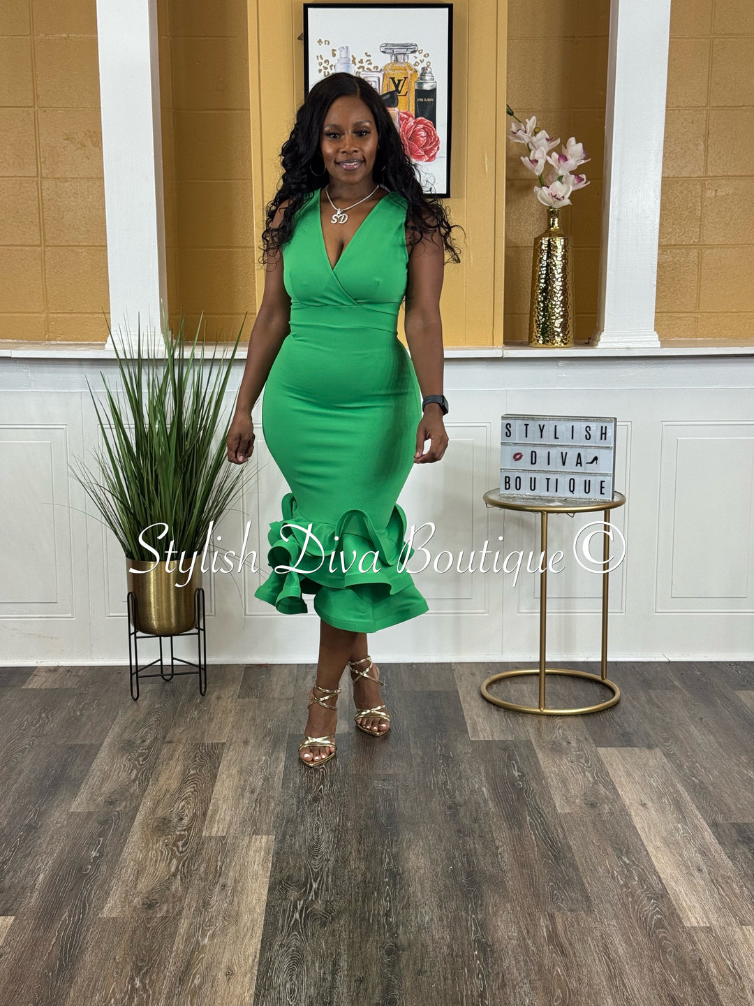 Majestic Midi Dress (Green)