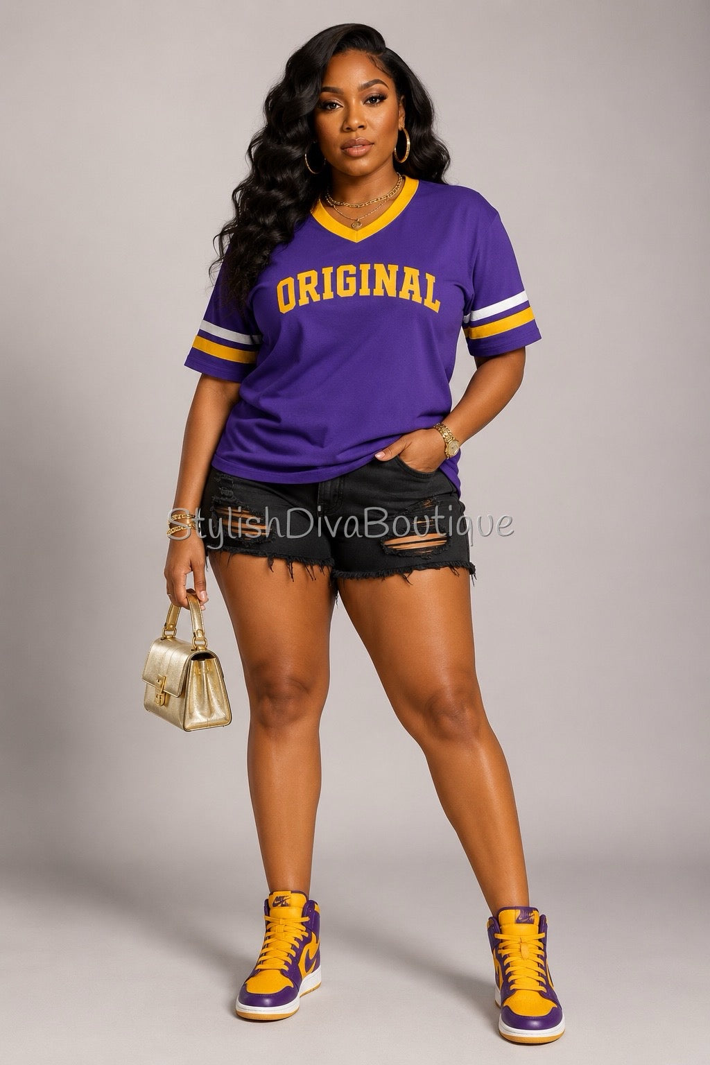 ORIGINAL Varsity Tee (Purple/Gold/White)