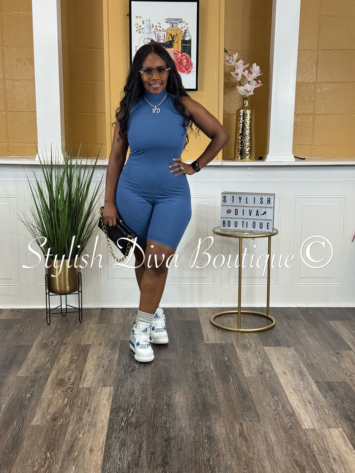 Can’t Resist Sleeveless Romper (Blue)