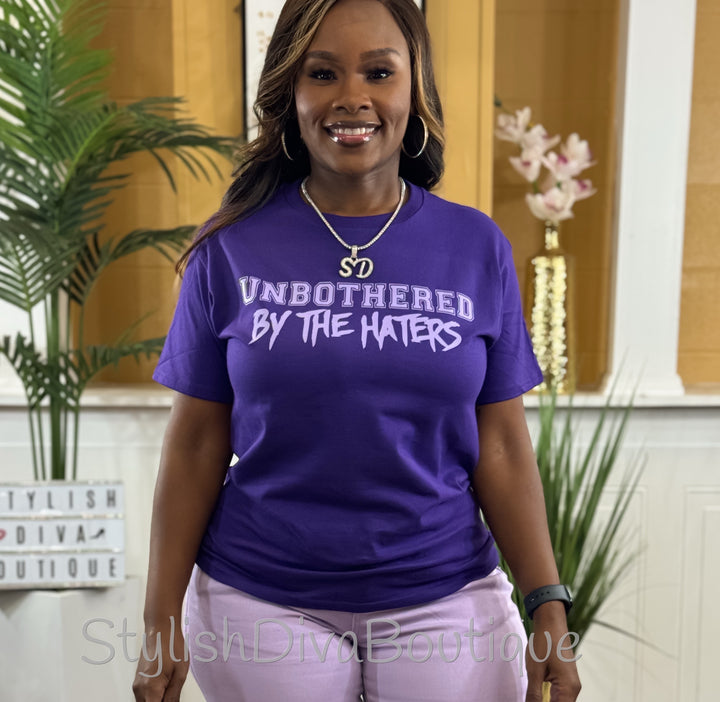 Unbothered By the Haters T-Shirt (Lavender Print)