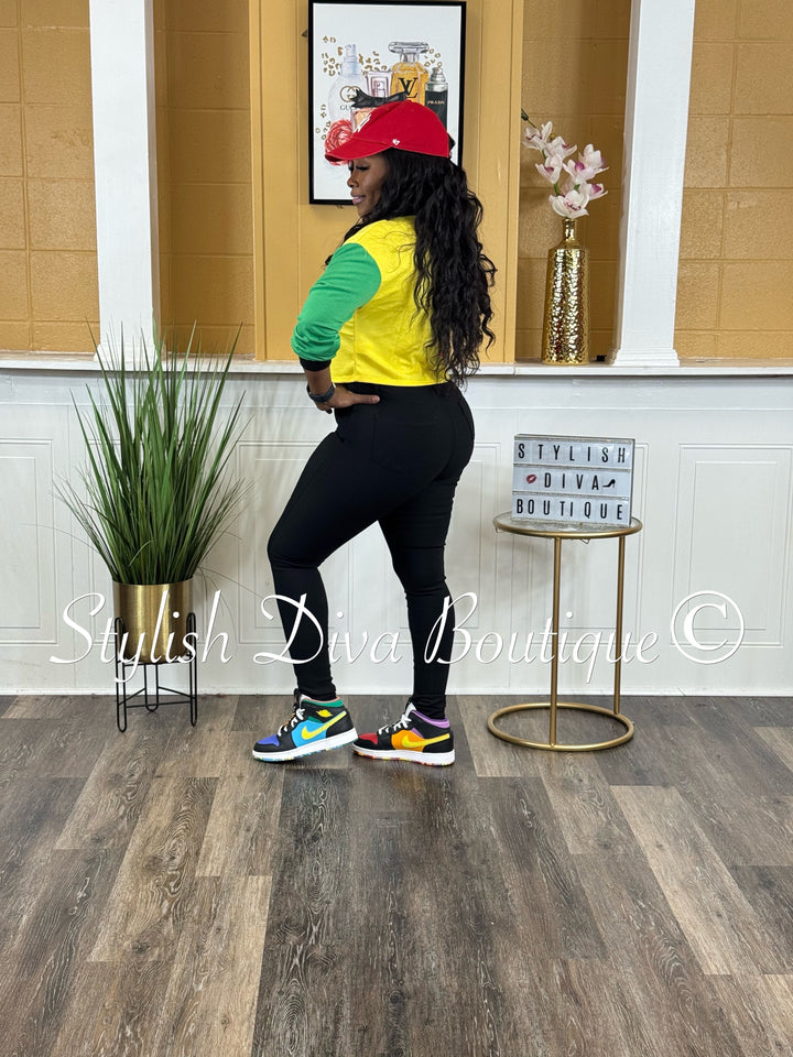 Color Code L/S Cropped Top (Multicolor)