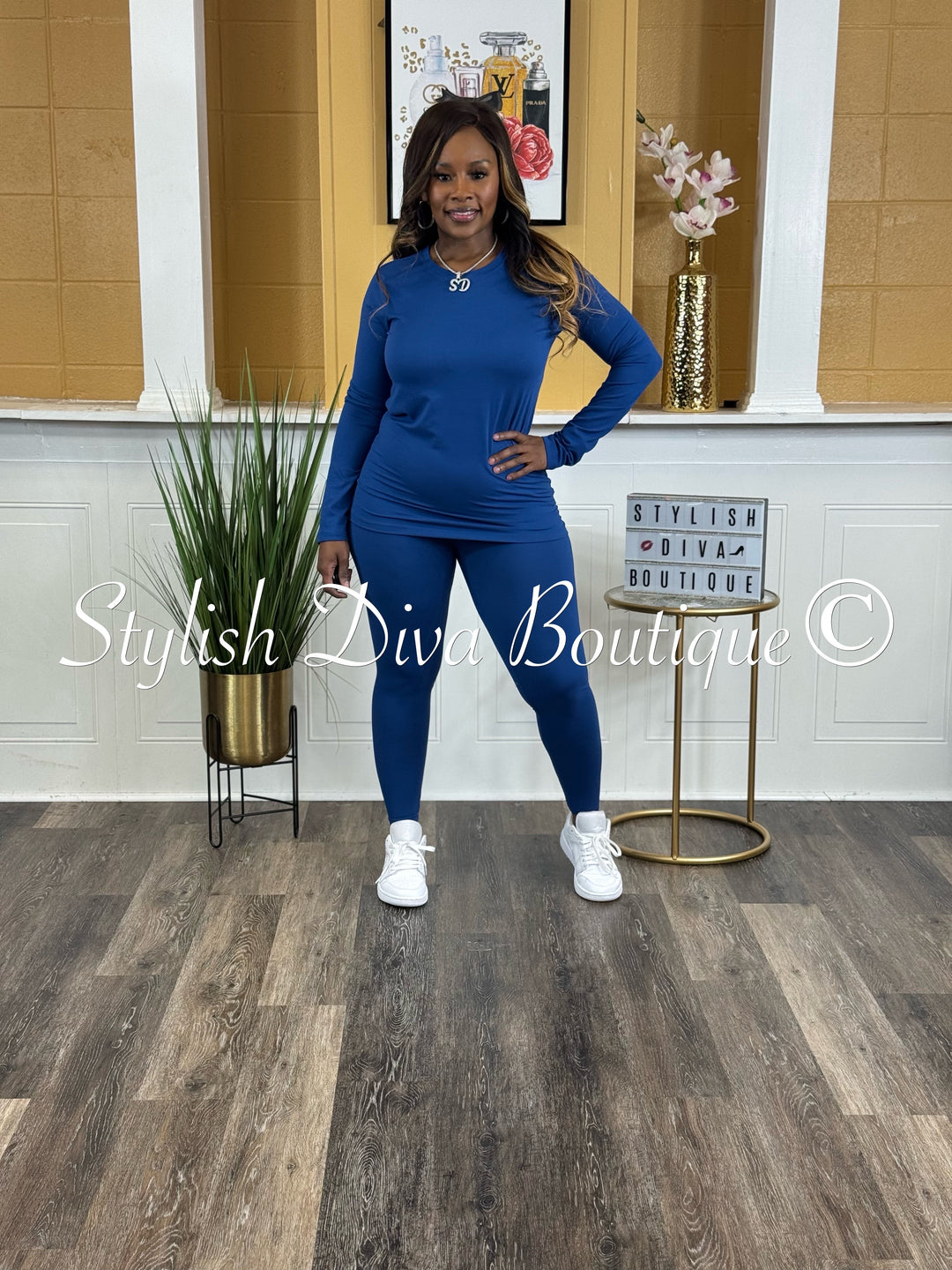 Weekend Ease Legging Set up to 3XL (Lt Navy)