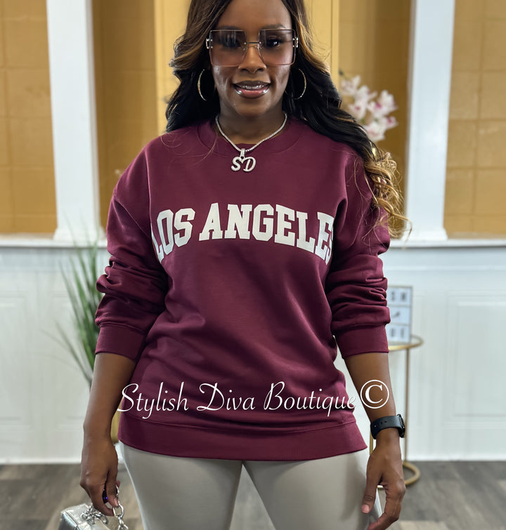 Los Angeles Sweatshirt Only up to 3XL (Grey Print)