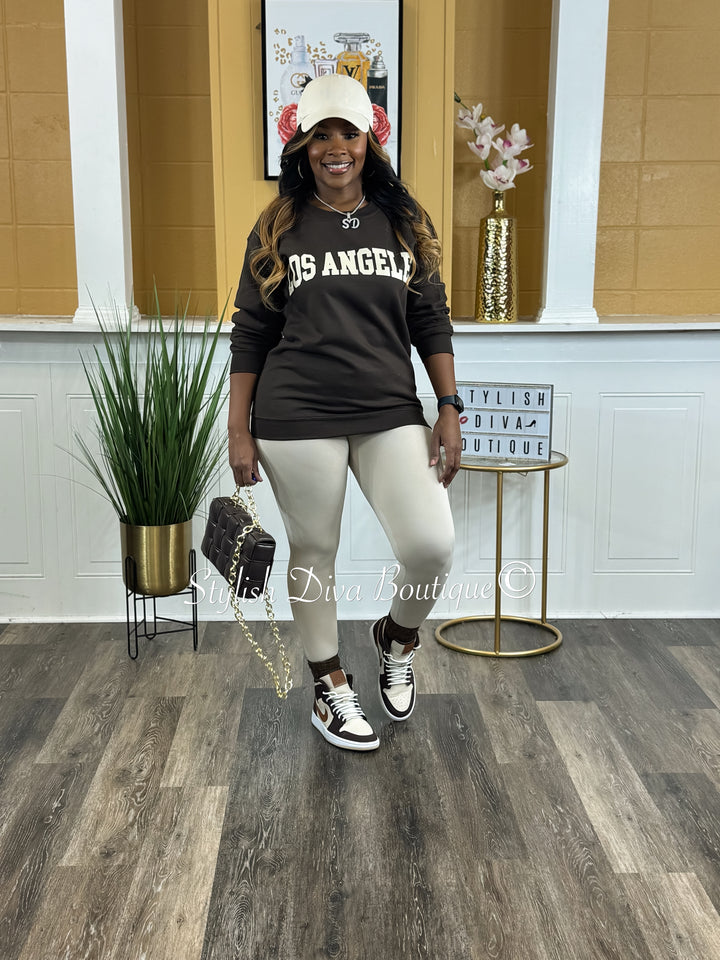 Los Angeles Sweatshirt Only up to 3XL (Cream Print)