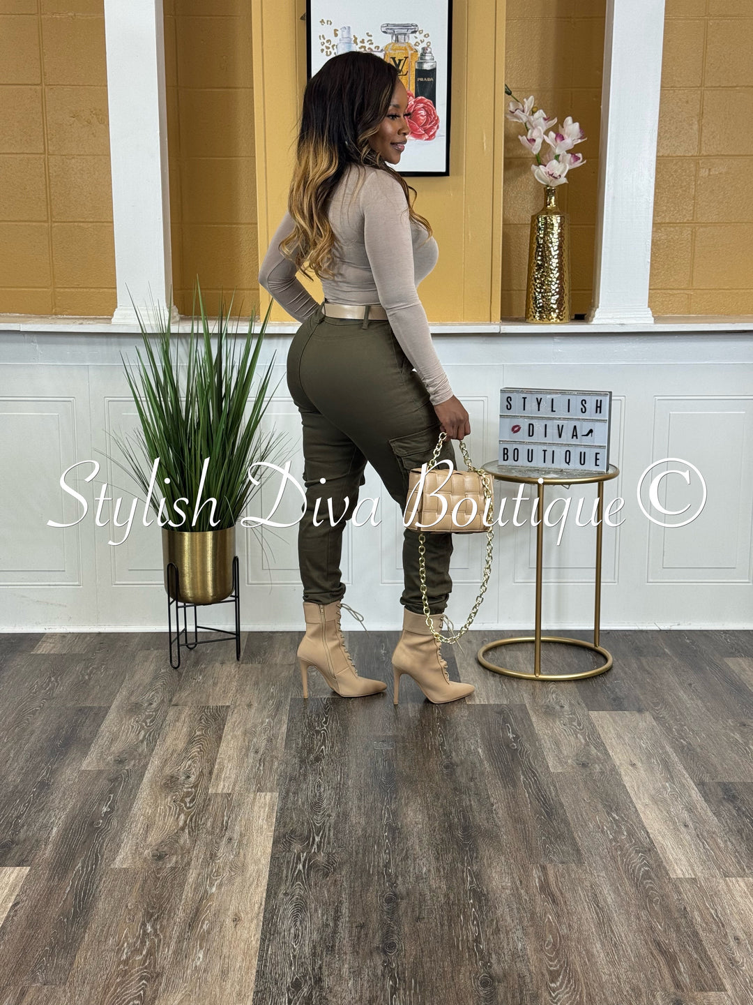 Sienna Cargo Joggers up to 3XL (Olive)