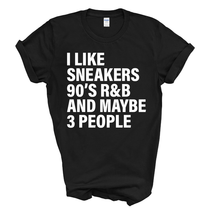 I Love Sneakers & 3 People T-Shirt (White Print)