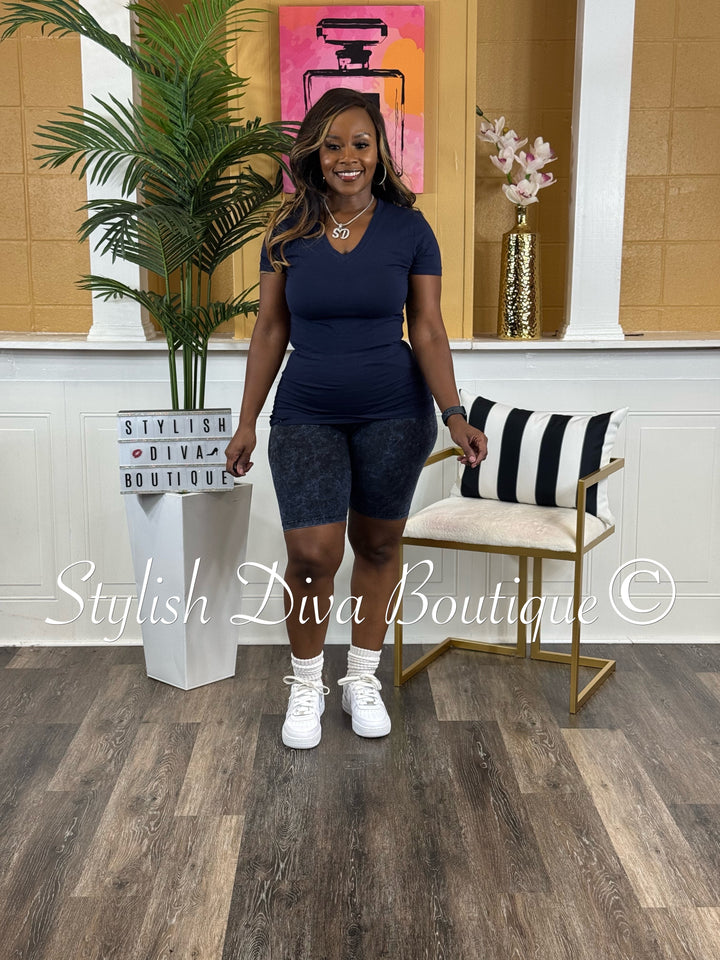 Laid Back Biker Set (Navy/Acid Wash Blue)