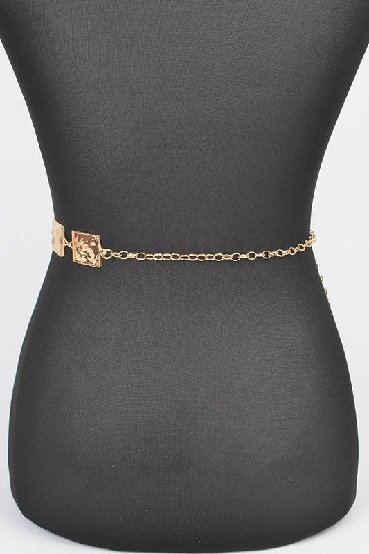 Hammered Square Metal Chain Belt