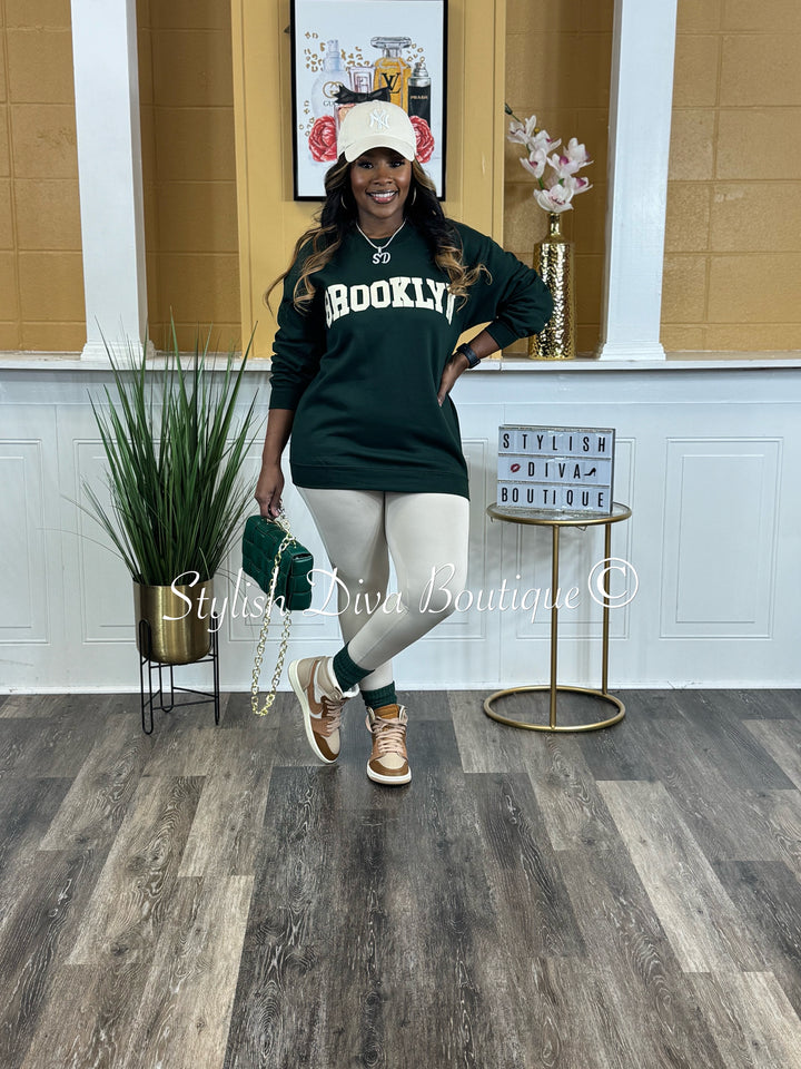 Brooklyn Sweatshirt Only up to 3XL (Cream Print)
