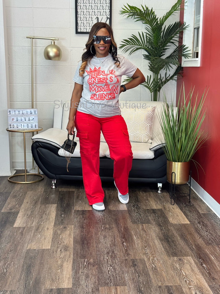 Real Ones Move In Silence T-Shirt (Red Print)