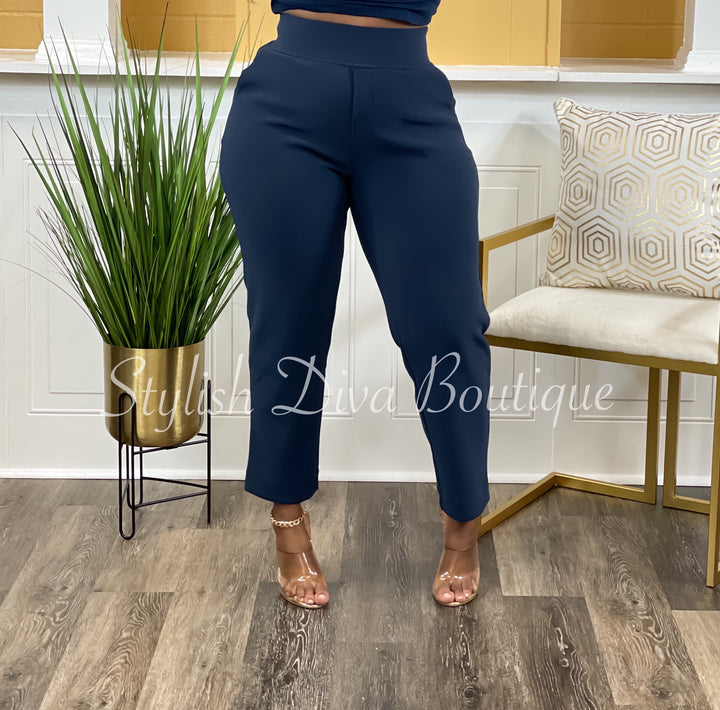 Business Inclusive 2pc Cardigan & Pants Set (Midnight Navy & Copper)