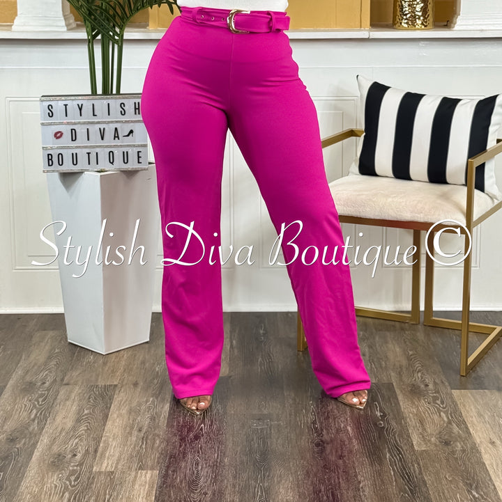 Booked & Bold Pants (Fuchsia Pink)
