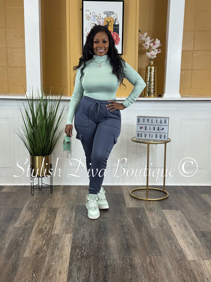 Dena Mock Neck L/S Bodysuit (Sage)